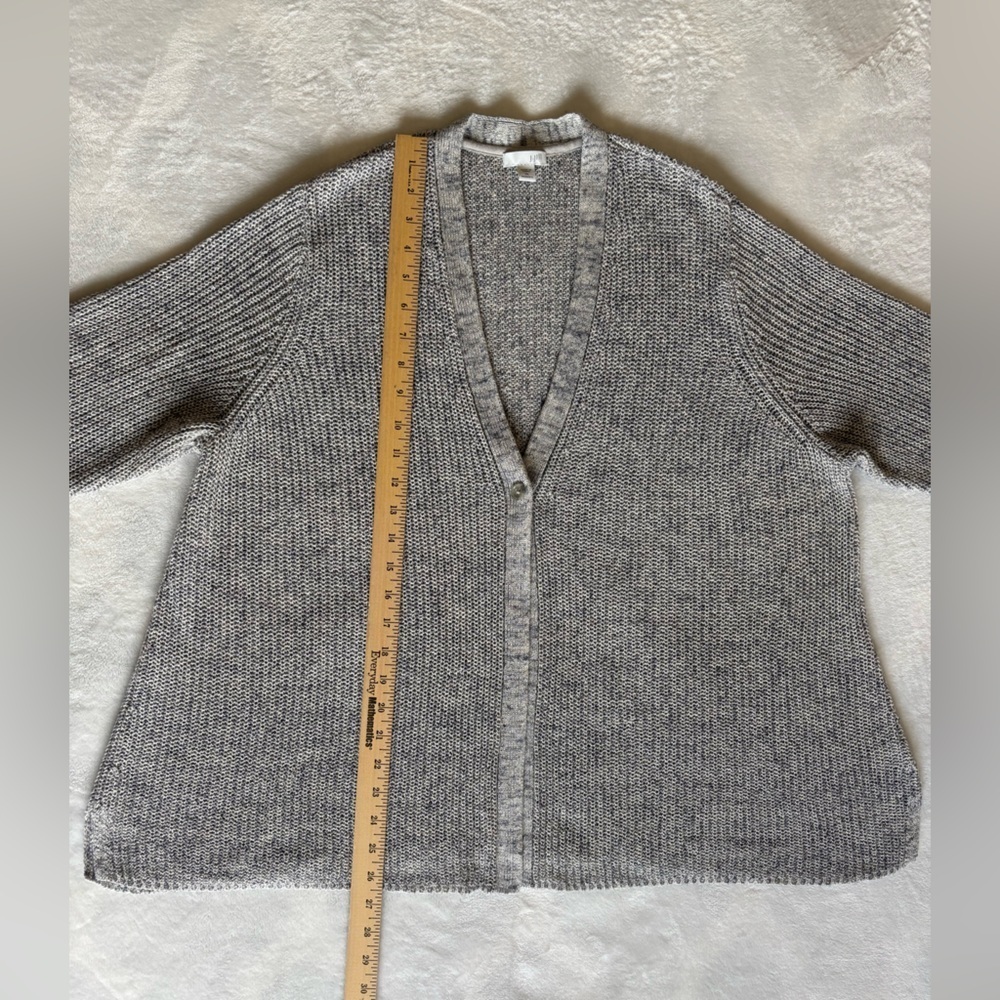 J. Jill Cardigan Knit Gray Sweater V- neck Open Front Size 2X( 20-22W) - Picture 3 of 8